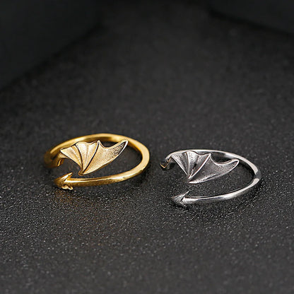 Wholesale Jewelry Simple Style Arrow Wings Stainless Steel 18K Gold Plated Open Rings