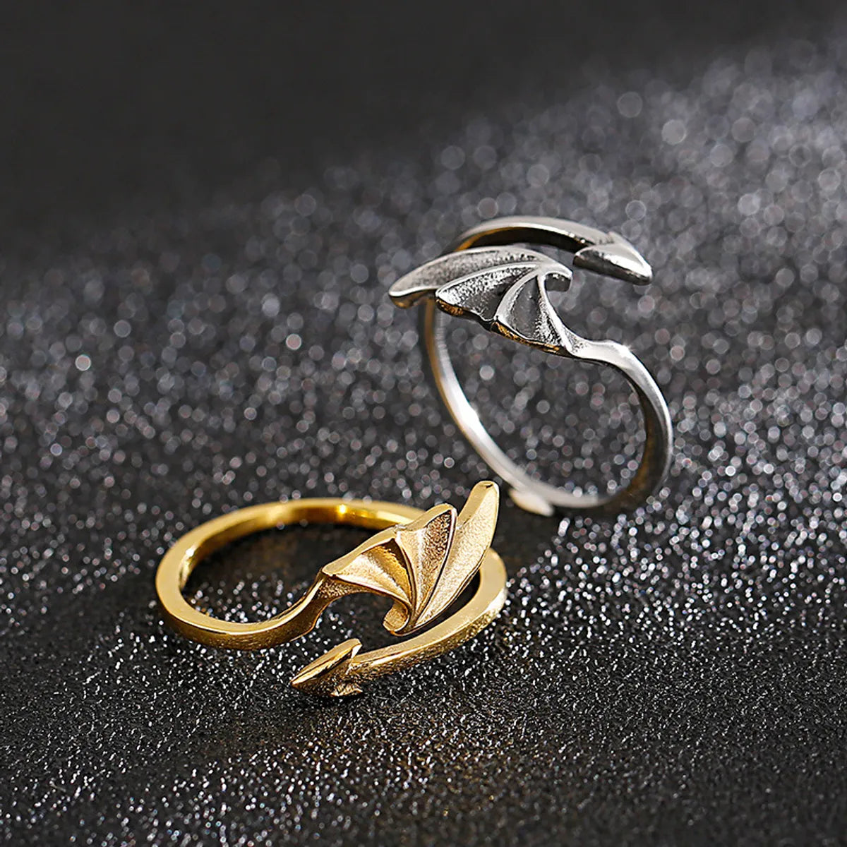 Wholesale Jewelry Simple Style Arrow Wings Stainless Steel 18K Gold Plated Open Rings