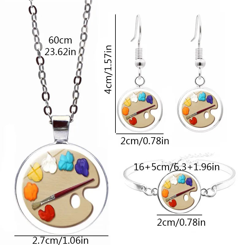 Simple Style Artistic Drawing Board Silver Plated Glass Alloy Wholesale Jewelry Set