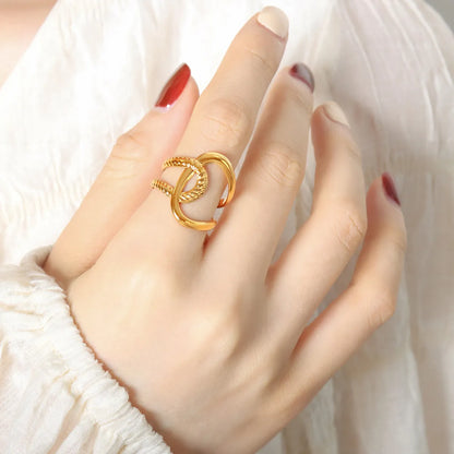 Simple Style Artistic Geometric Titanium Steel Plating 18k Gold Plated Open Ring