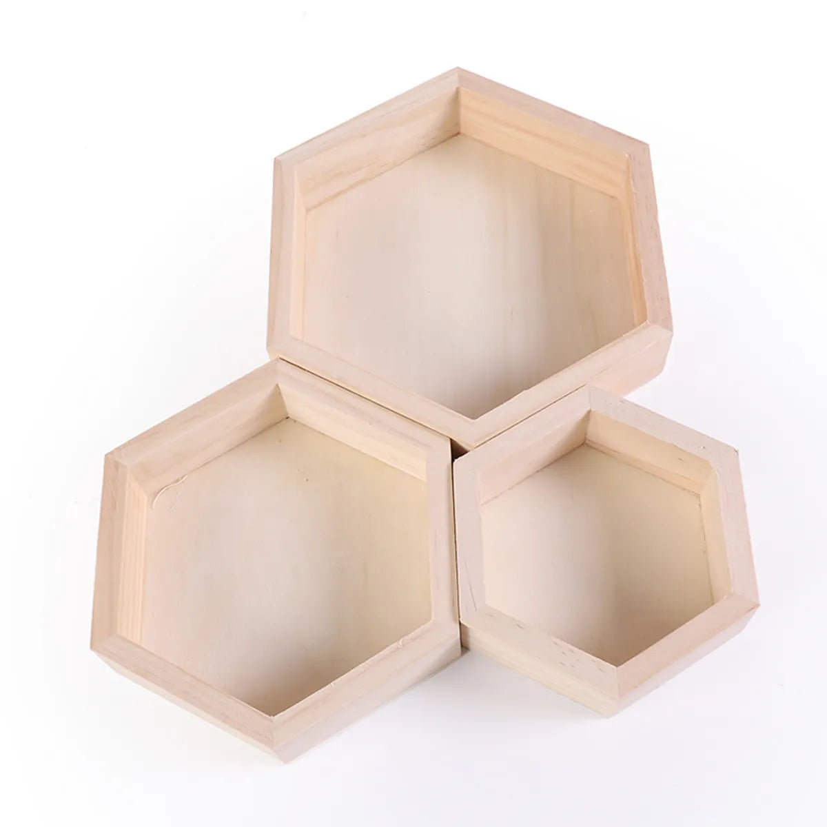 Simple Style Artistic Hexagon Solid Wood Jewelry Rack