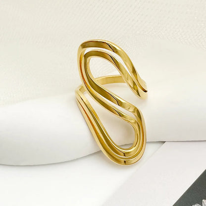 Simple Style Artistic S Shape Stainless Steel Gold Plated Rings In Bulk