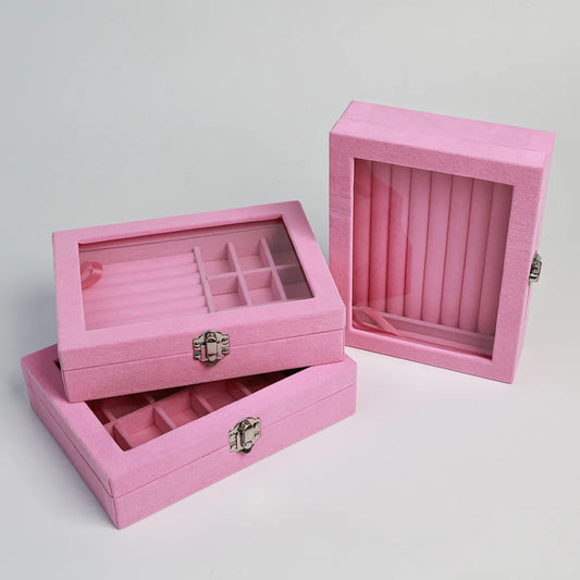 Simple Style Artistic Solid Color Flocking Jewelry Boxes