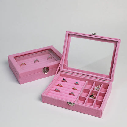 Simple Style Artistic Solid Color Flocking Jewelry Boxes