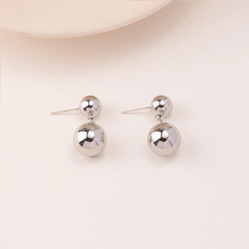 Simple Style Ball Solid Color Metal Plating Gold Plated Silver Plated Women'S Drop Earrings