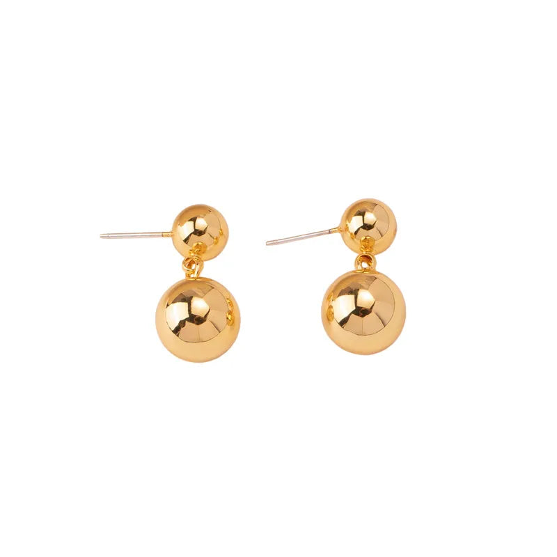 Simple Style Ball Solid Color Metal Plating Gold Plated Silver Plated Women'S Drop Earrings