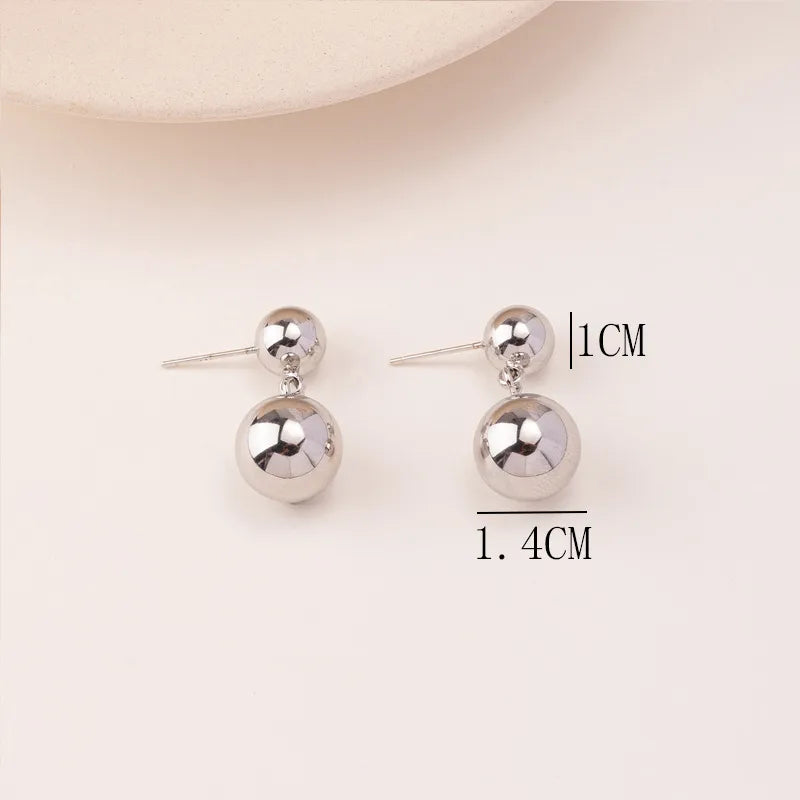 Simple Style Ball Solid Color Metal Plating Gold Plated Silver Plated Women'S Drop Earrings