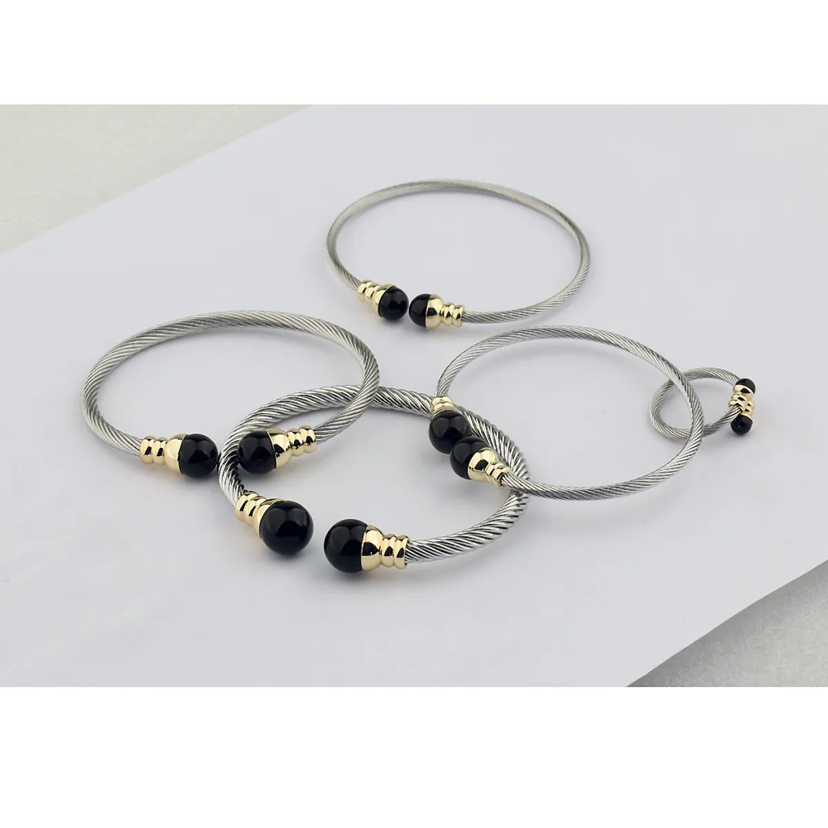 Simple Style Ball Stainless Steel Copper Inlay Glass Bead Women's Rings Bracelets