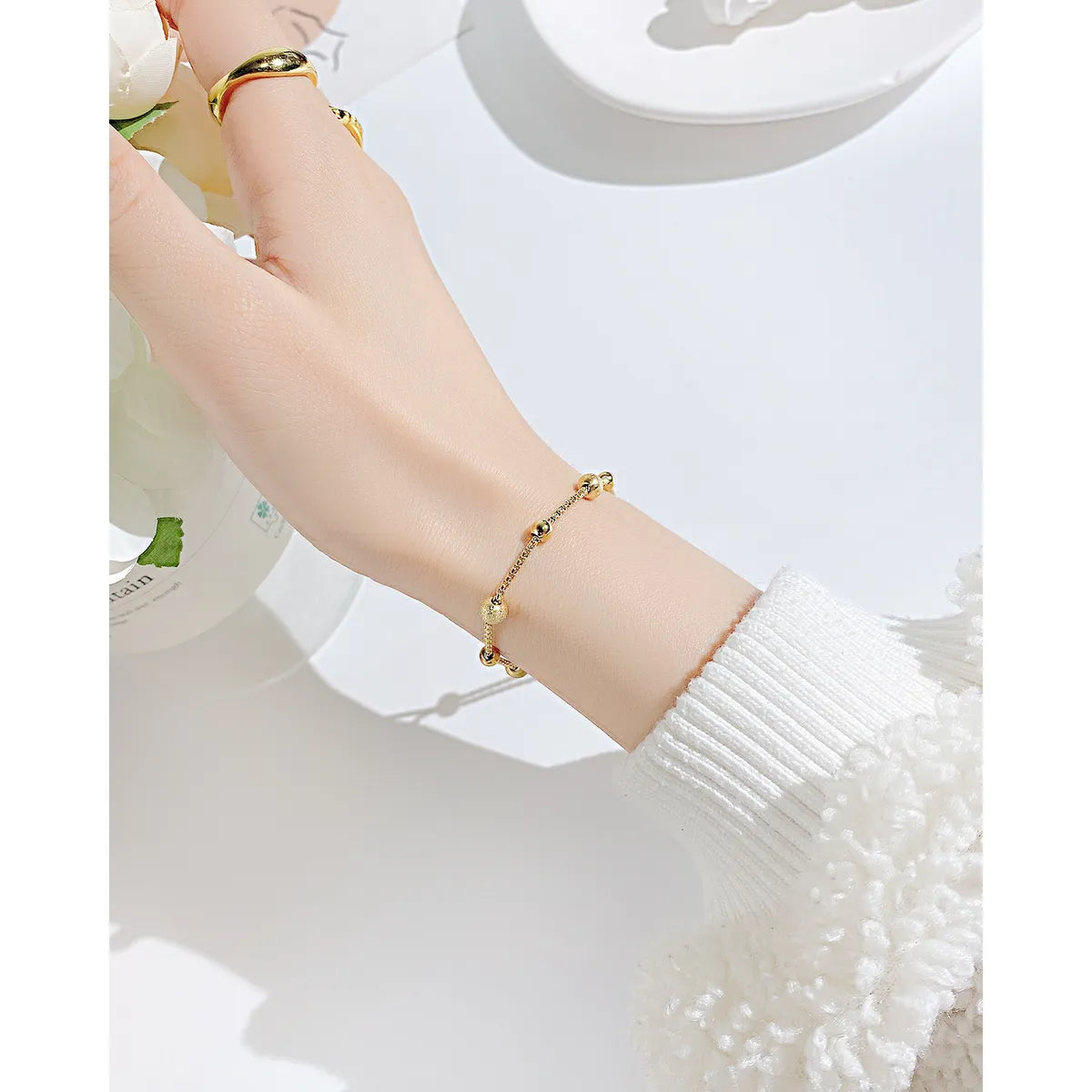 Simple Style Ball Titanium Steel Plating No Inlaid Bracelets