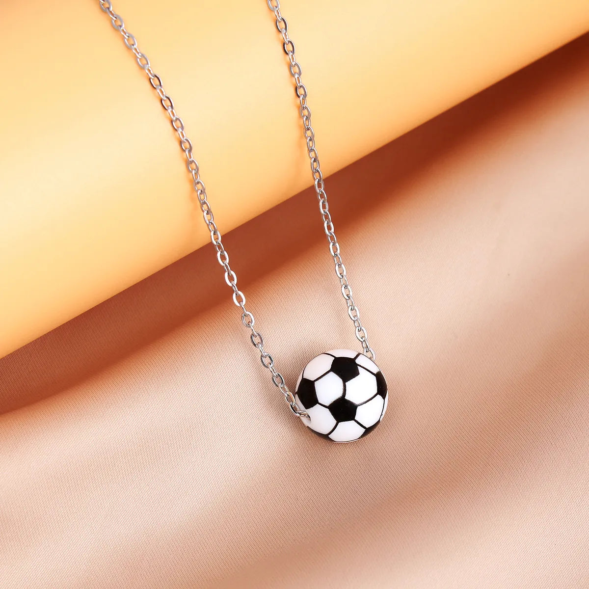 Simple Style Basketball Stainless Steel Silica Gel Pendant Necklace