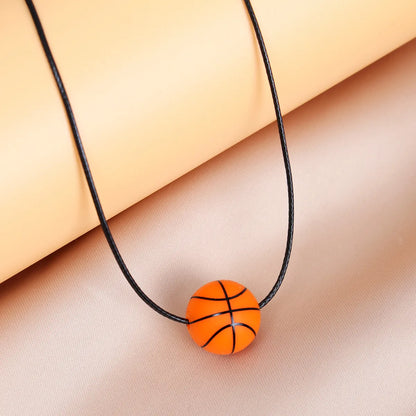 Simple Style Basketball Stainless Steel Silica Gel Pendant Necklace