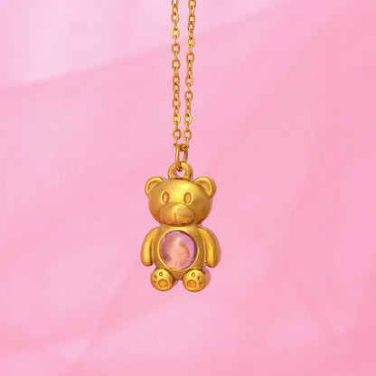 Simple Style Bear Titanium Steel Gold Plated Pendant Necklace In Bulk