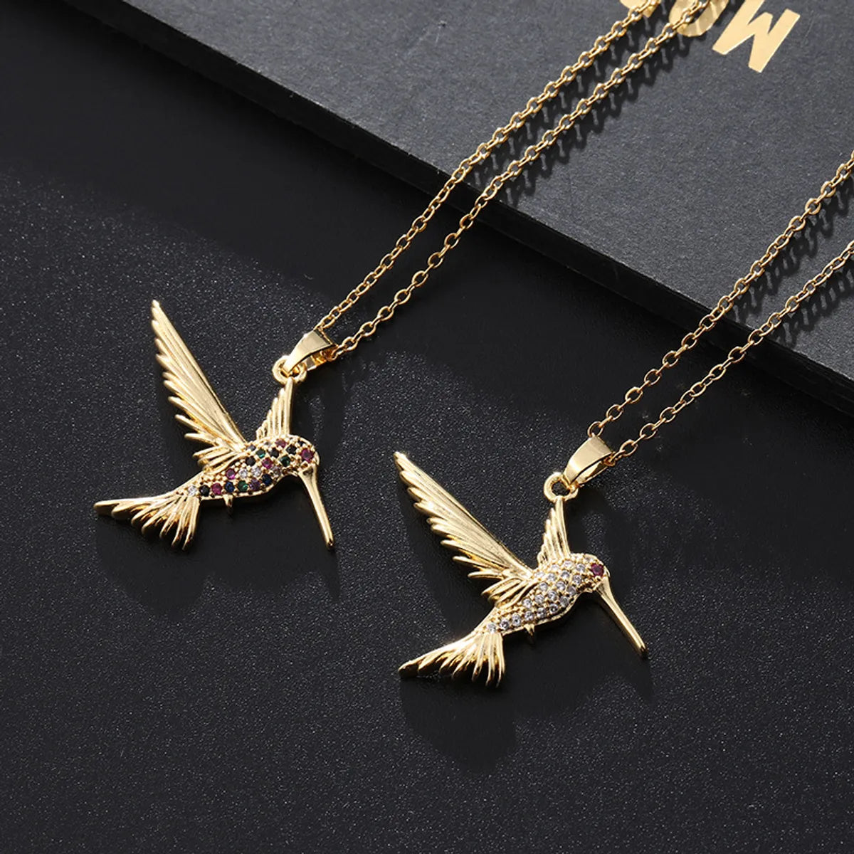 Simple Style Bird Copper Inlay Zircon Pendant Necklace