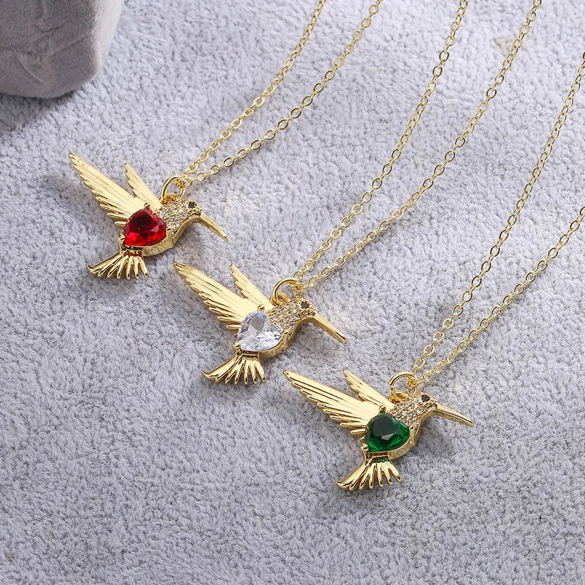 Simple Style Bird Copper Plating Inlay Zircon 18k Gold Plated Pendant Necklace