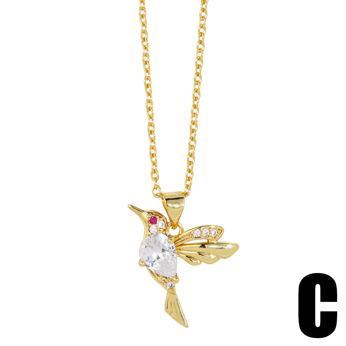 Simple Style Bird Copper Plating Zircon Pendant Necklace 1 Piece