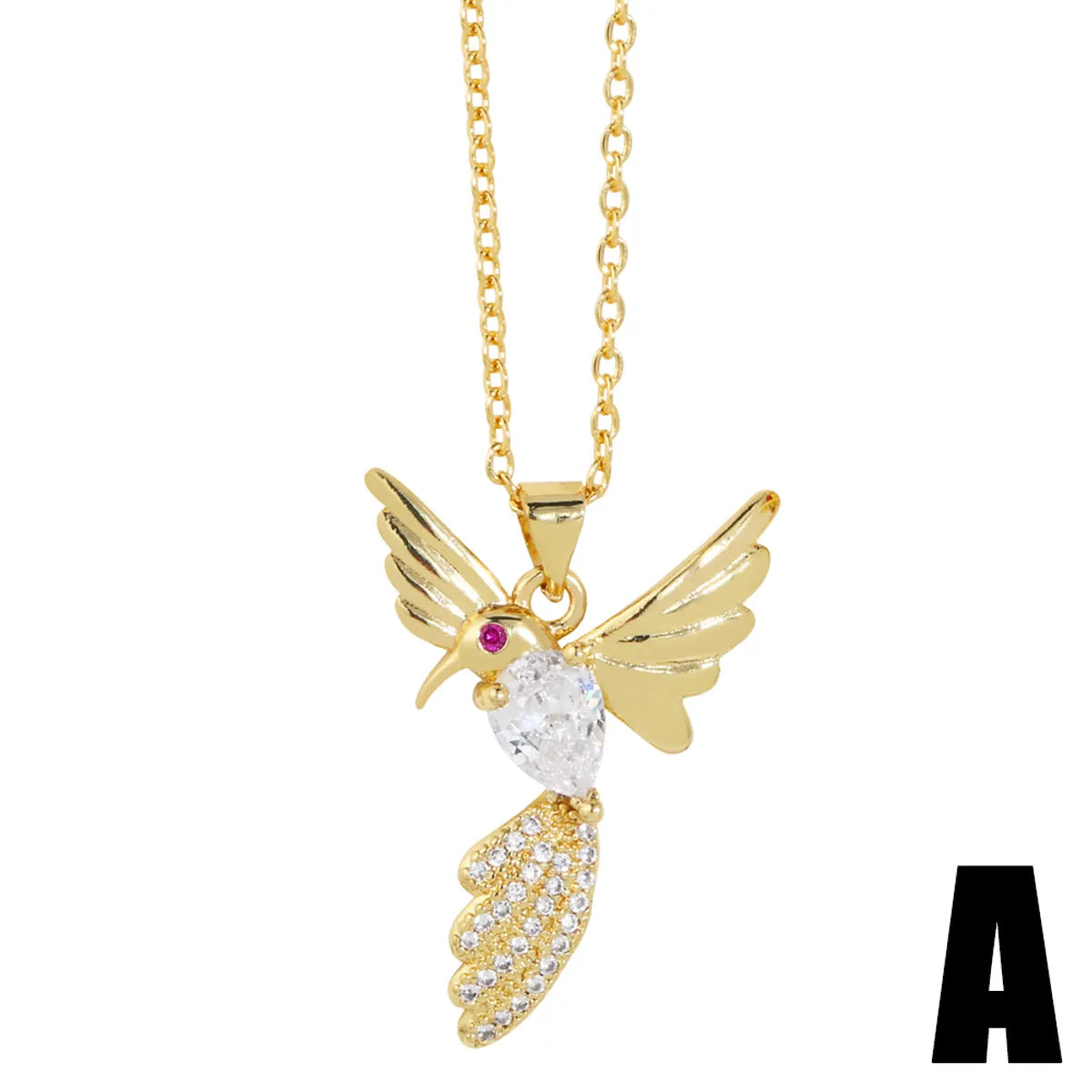 Simple Style Bird Copper Plating Zircon Pendant Necklace 1 Piece