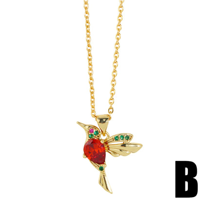 Simple Style Bird Copper Plating Zircon Pendant Necklace 1 Piece