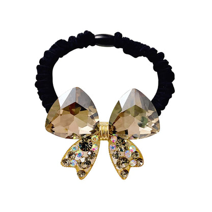 Simple Style Bow Knot Alloy Inlaid Crystal Hair Tie