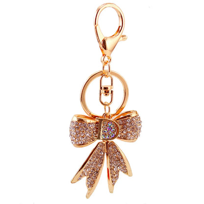 Simple Style Bow Knot Alloy Inlay Rhinestones Women'S Keychain