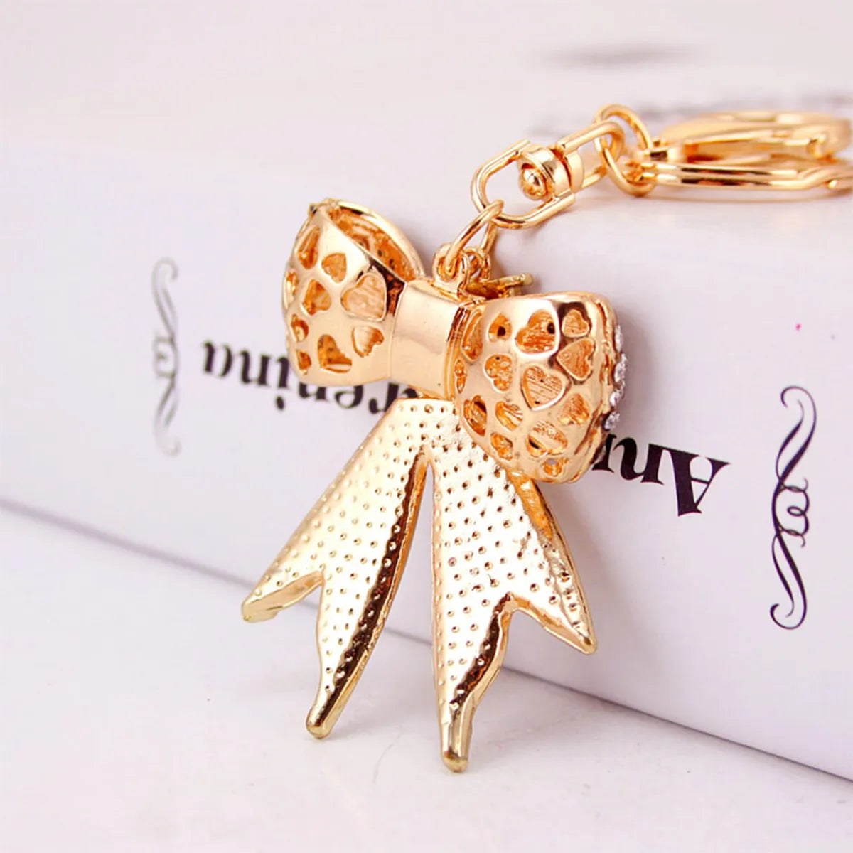 Simple Style Bow Knot Alloy Inlay Rhinestones Women'S Keychain