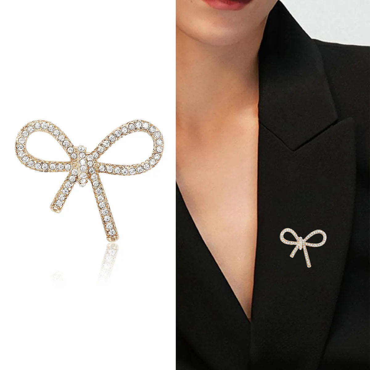 Simple Style Bow Knot Alloy Plating Inlay Rhinestones Women'S Brooches