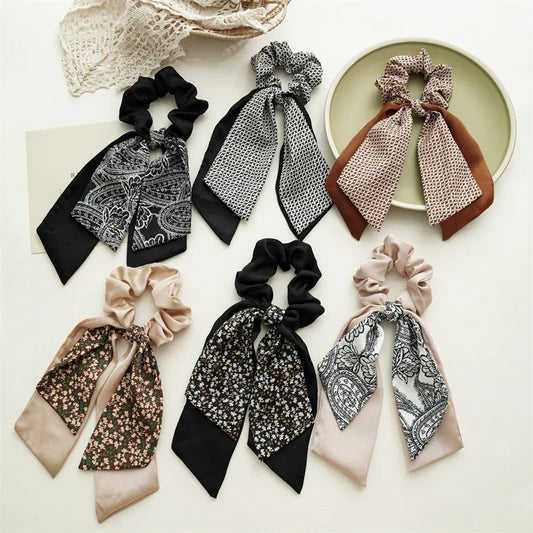 Simple Style Bow Knot Cloth Tassel Hair Tie 1 Piece