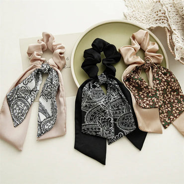 Simple Style Bow Knot Cloth Tassel Hair Tie 1 Piece