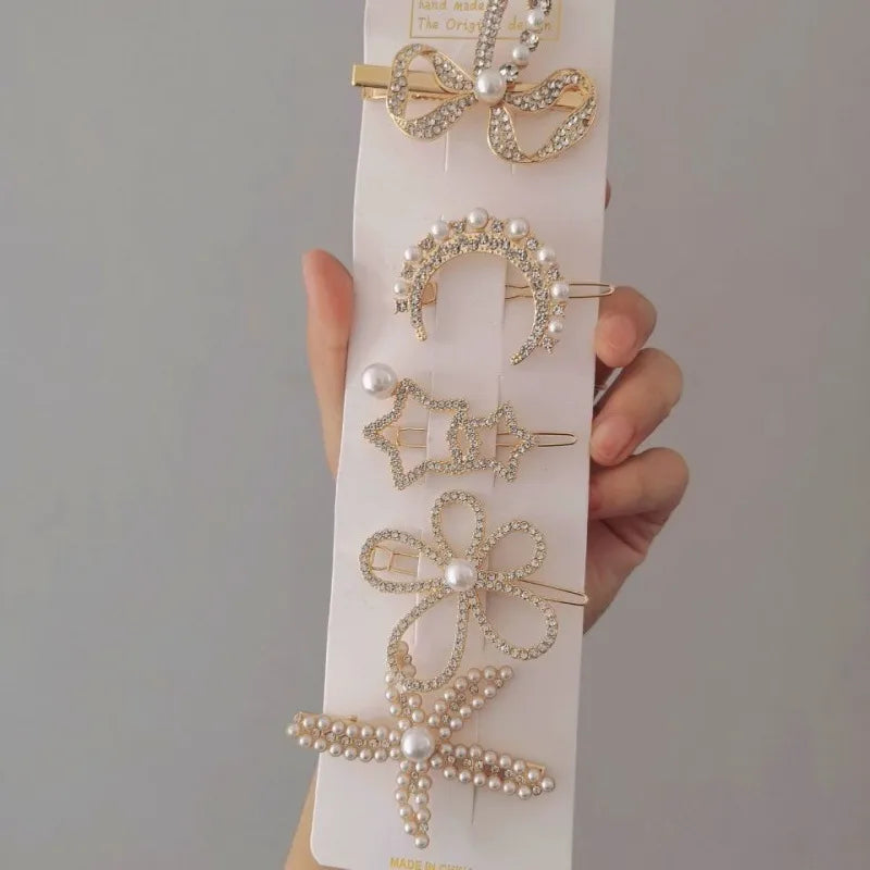 Simple Style Bow Knot Metal Inlay Rhinestones Hair Clip