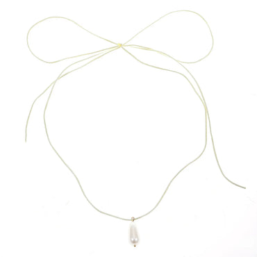 Simple Style Bow Knot Pu Leather Imitation Pearl Patchwork Women'S Pendant Necklace