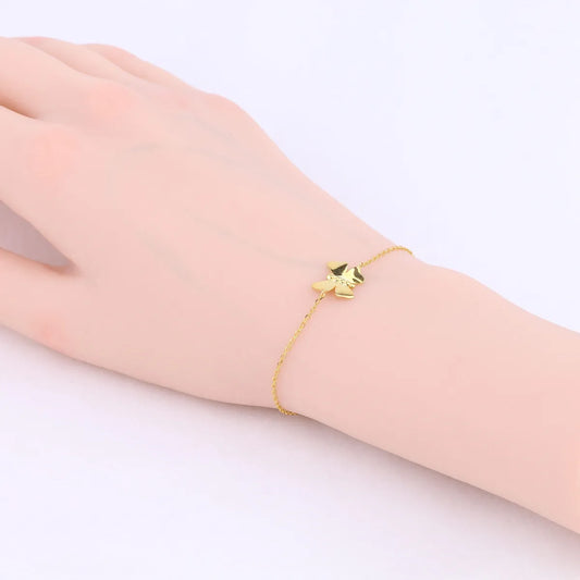 Simple Style Bow Knot Sterling Silver 18k Gold Plated Bracelets In Bulk