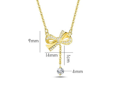 Simple Style Bow Knot Sterling Silver Plating Inlay Zircon Pendant Necklace