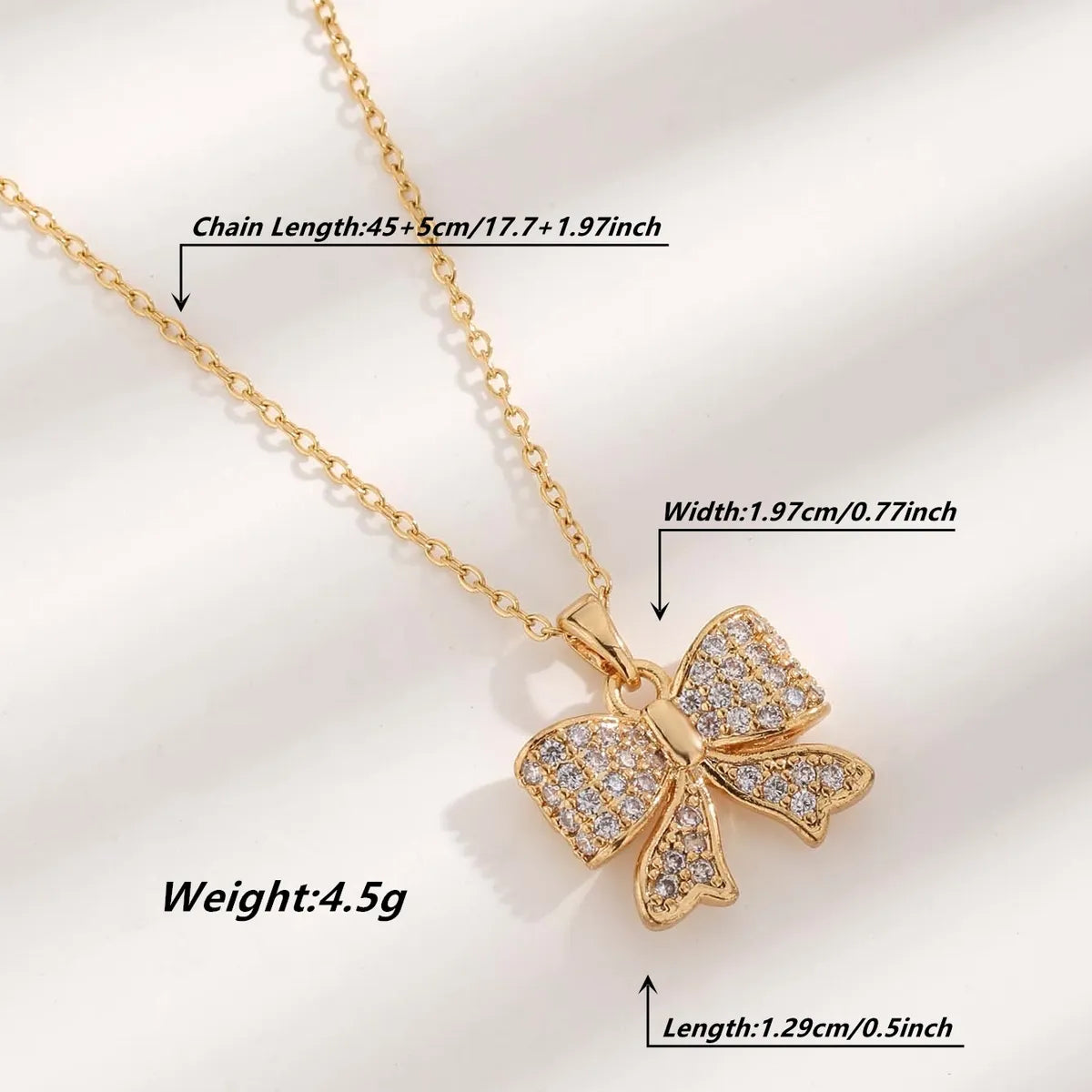 Simple Style Bow Knot Titanium Steel Plating Inlay Zircon Gold Plated Pendant Necklace