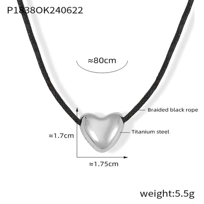 Simple Style British Style Heart Shape 18K Gold Plated 304 Stainless Steel Rope Wholesale Pendant Necklace