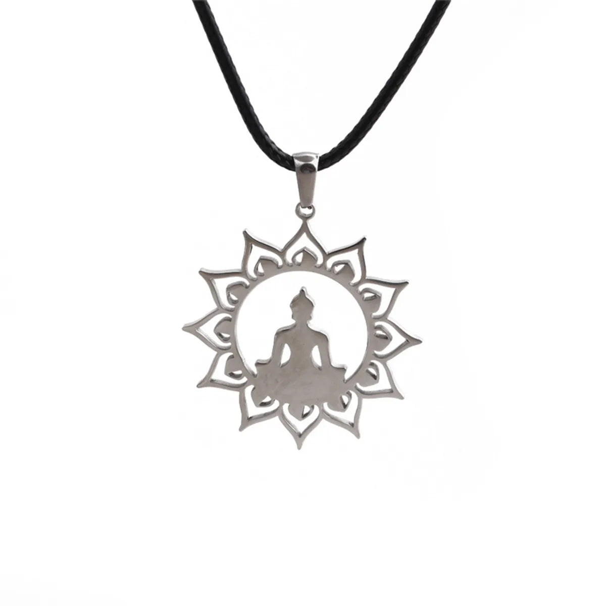 Wholesale Jewelry Simple Style Buddha Stainless Steel Plating Pendant Necklace