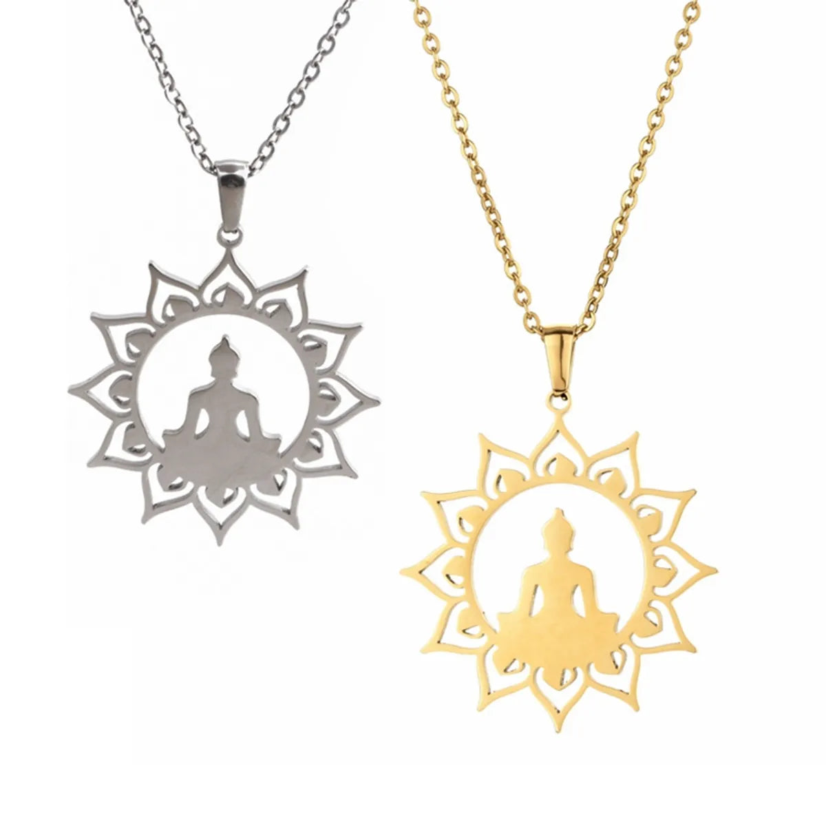 Wholesale Jewelry Simple Style Buddha Stainless Steel Plating Pendant Necklace