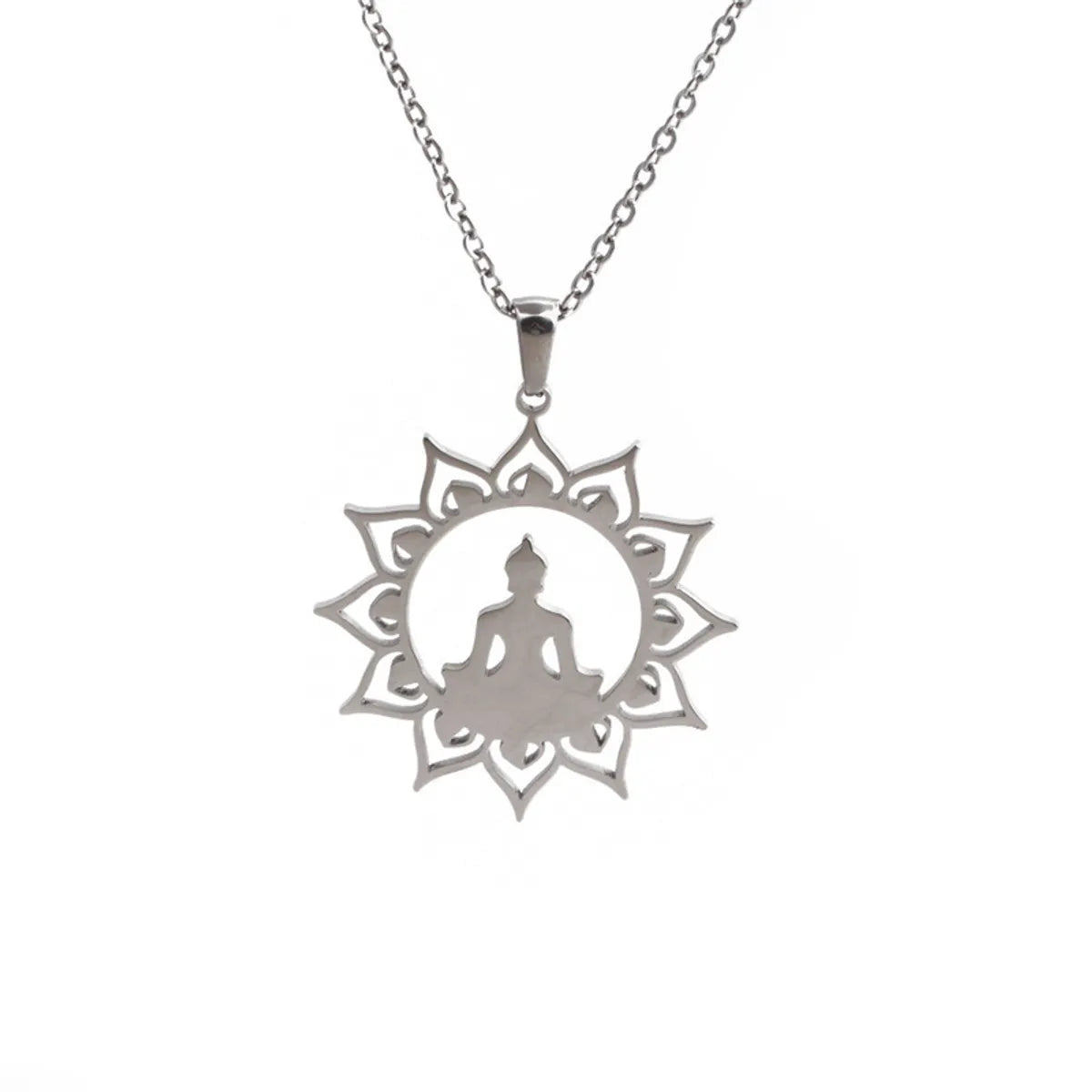 Wholesale Jewelry Simple Style Buddha Stainless Steel Plating Pendant Necklace