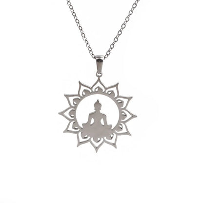 Wholesale Jewelry Simple Style Buddha Stainless Steel Plating Pendant Necklace