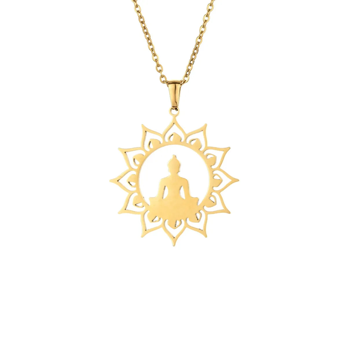 Wholesale Jewelry Simple Style Buddha Stainless Steel Plating Pendant Necklace