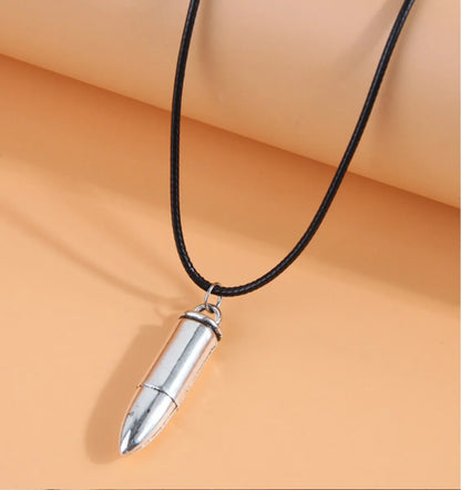 Simple Style Bullet Pu Rope Zinc Alloy Wholesale Pendant Necklace