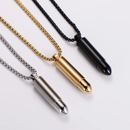 Simple Style Bullet Stainless Steel 18k Gold Plated Unisex Pendant Necklace