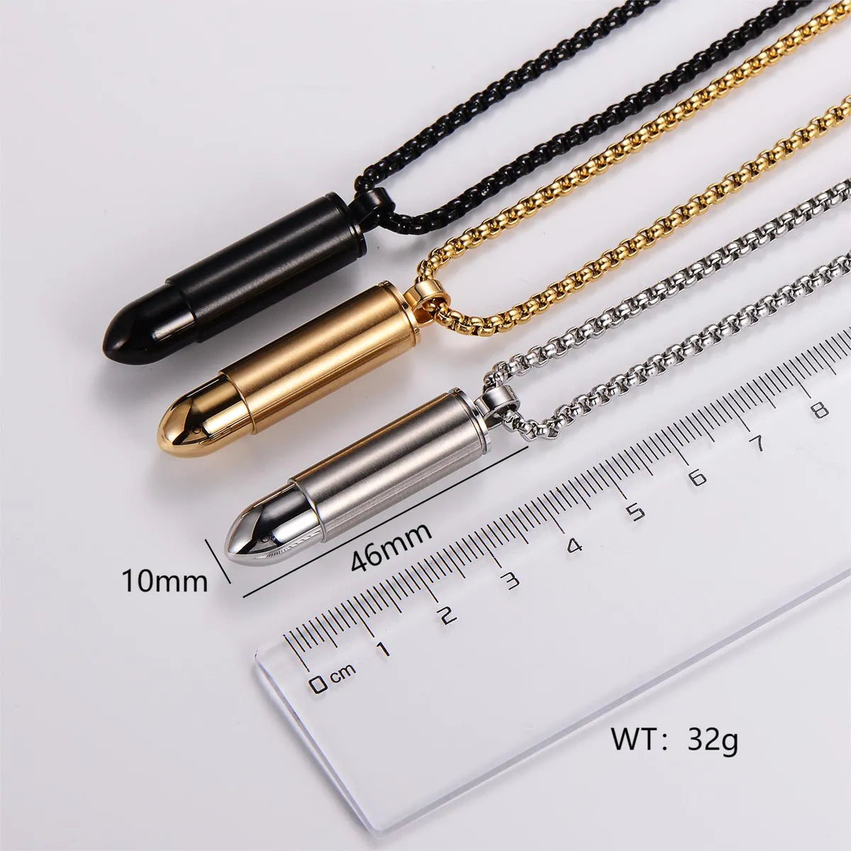 Simple Style Bullet Stainless Steel 18k Gold Plated Unisex Pendant Necklace