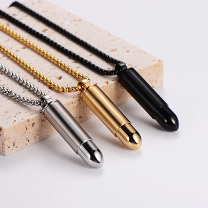 Simple Style Bullet Stainless Steel 18k Gold Plated Unisex Pendant Necklace