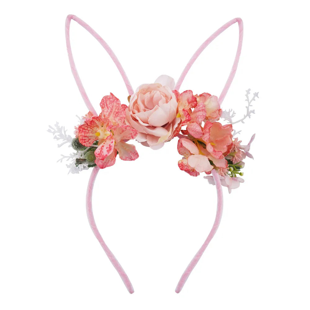 Simple Style Bunny Ears Cloth Flowers Hair Band 1 Piece