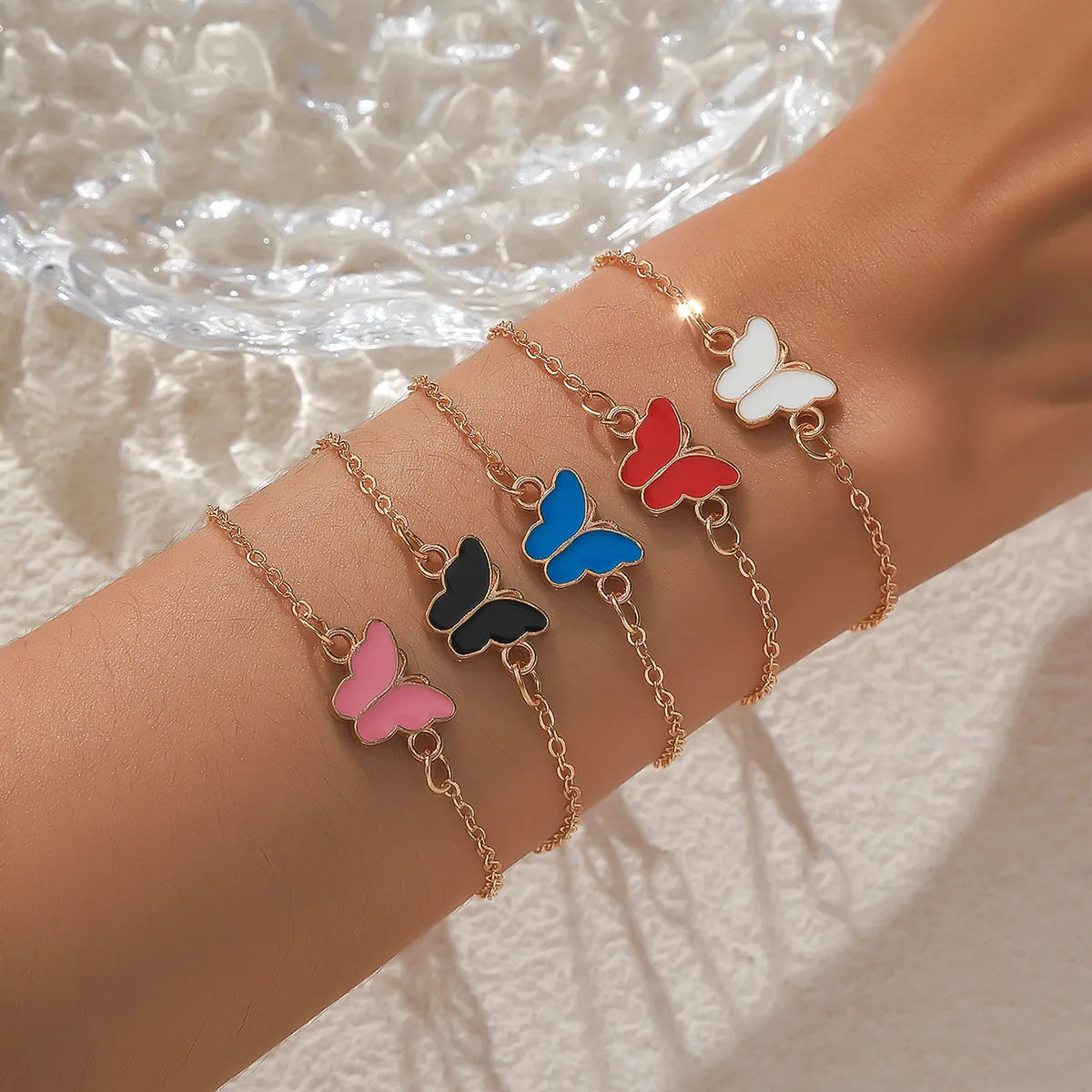 Simple Style Butterfly Alloy Enamel Women's Bracelets