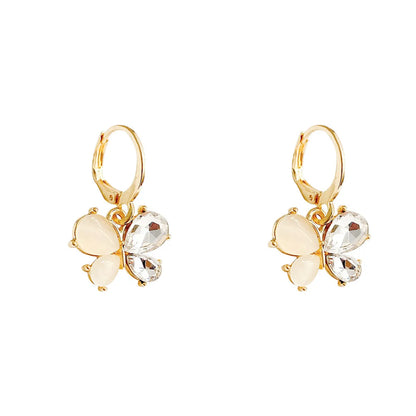 Simple Style Butterfly Alloy Inlay Opal Women's Drop Earrings