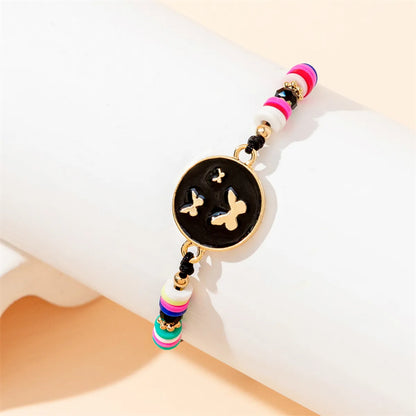 Simple Style Butterfly Alloy Soft Clay Beaded Women's Drawstring Bracelets