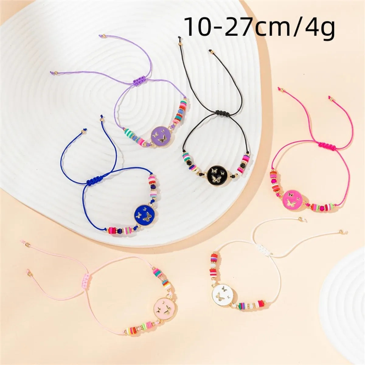 Simple Style Butterfly Alloy Soft Clay Beaded Women's Drawstring Bracelets