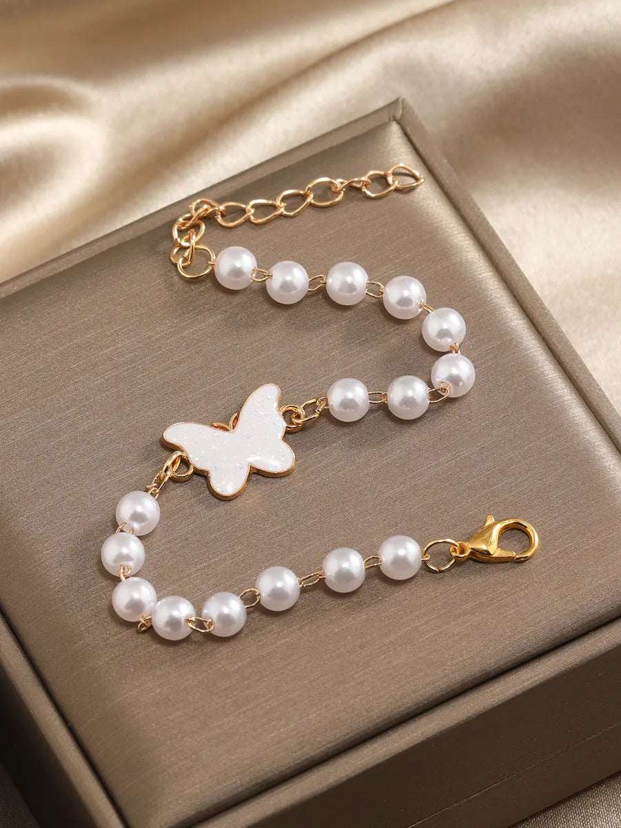 Simple Style Butterfly Artificial Pearl Alloy Women's Bracelets