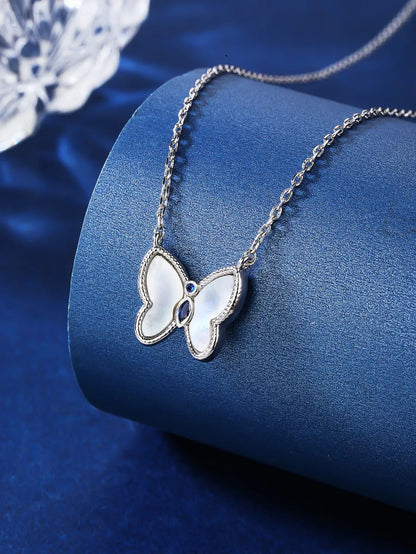 Simple Style Butterfly Copper Plating Inlay Shell 18k Gold Plated Rose Gold Plated White Gold Plated Necklace