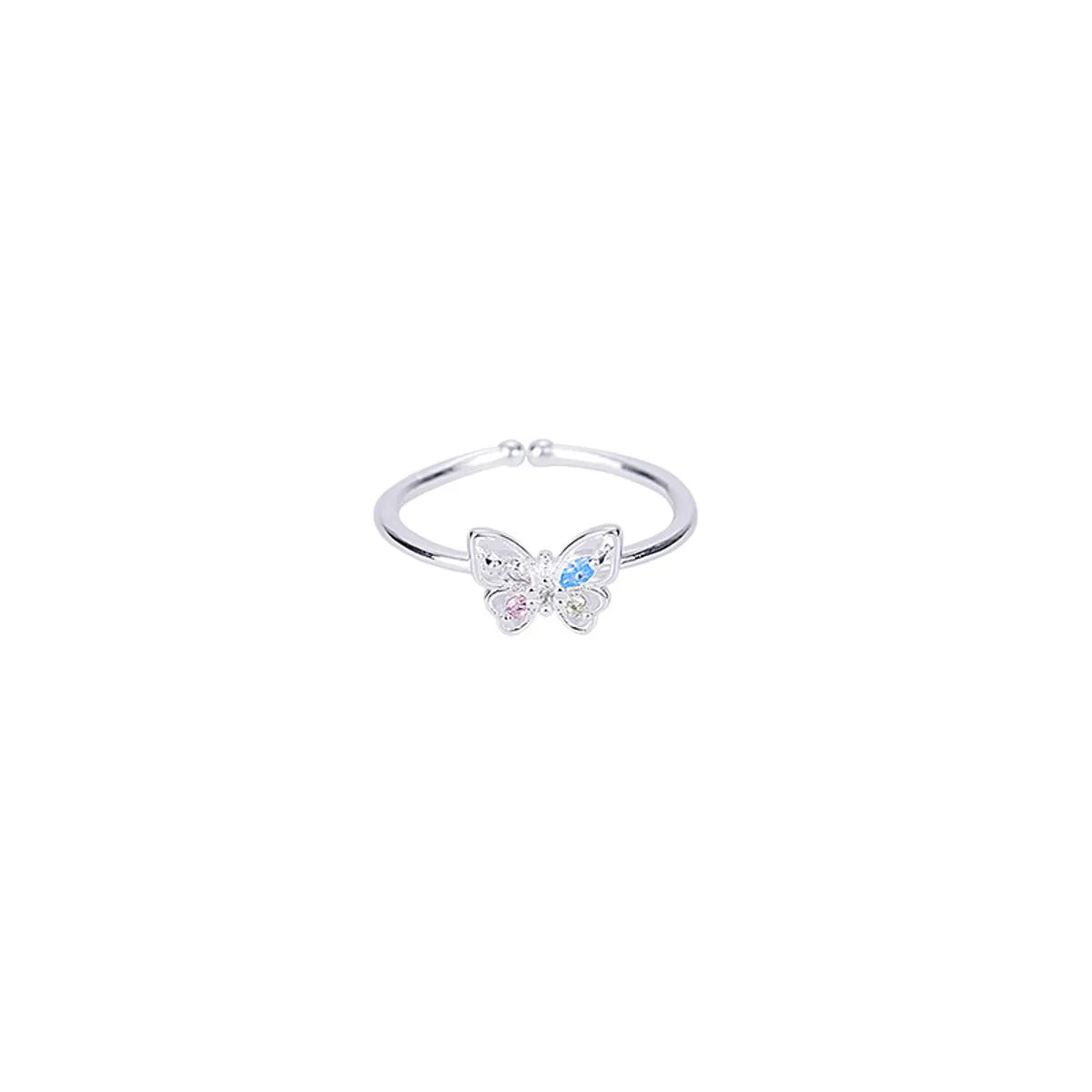 Simple Style Butterfly Copper Plating Inlay Zircon Open Ring